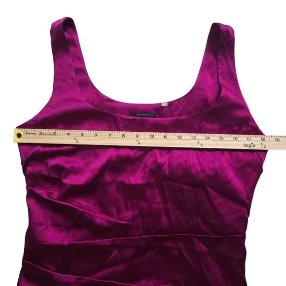 Elie Tahari Office Siren Silk Blend Tank Top Blouse S Magenta Purple Draped - Picture 11 of 13